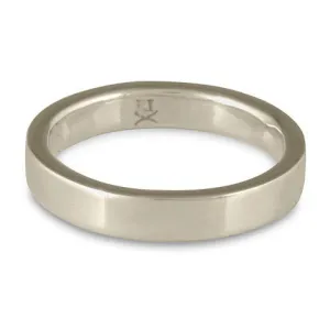 Flat Comfort Fit Wedding Ring, 14K White Gold 4mm Wide by 2mm Thick