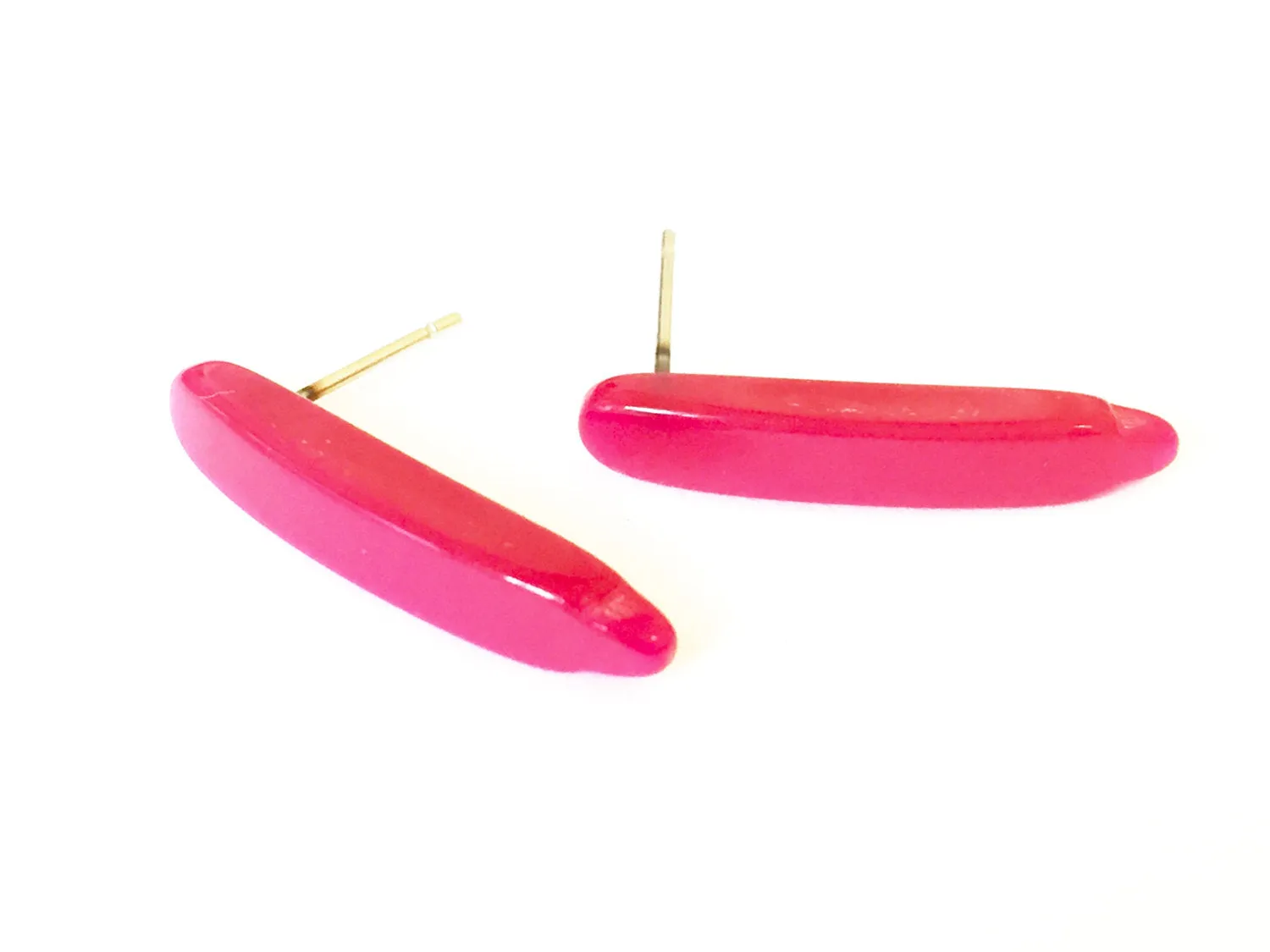 Fuchsia Pink Moonglow Dagger Stud Eearrings