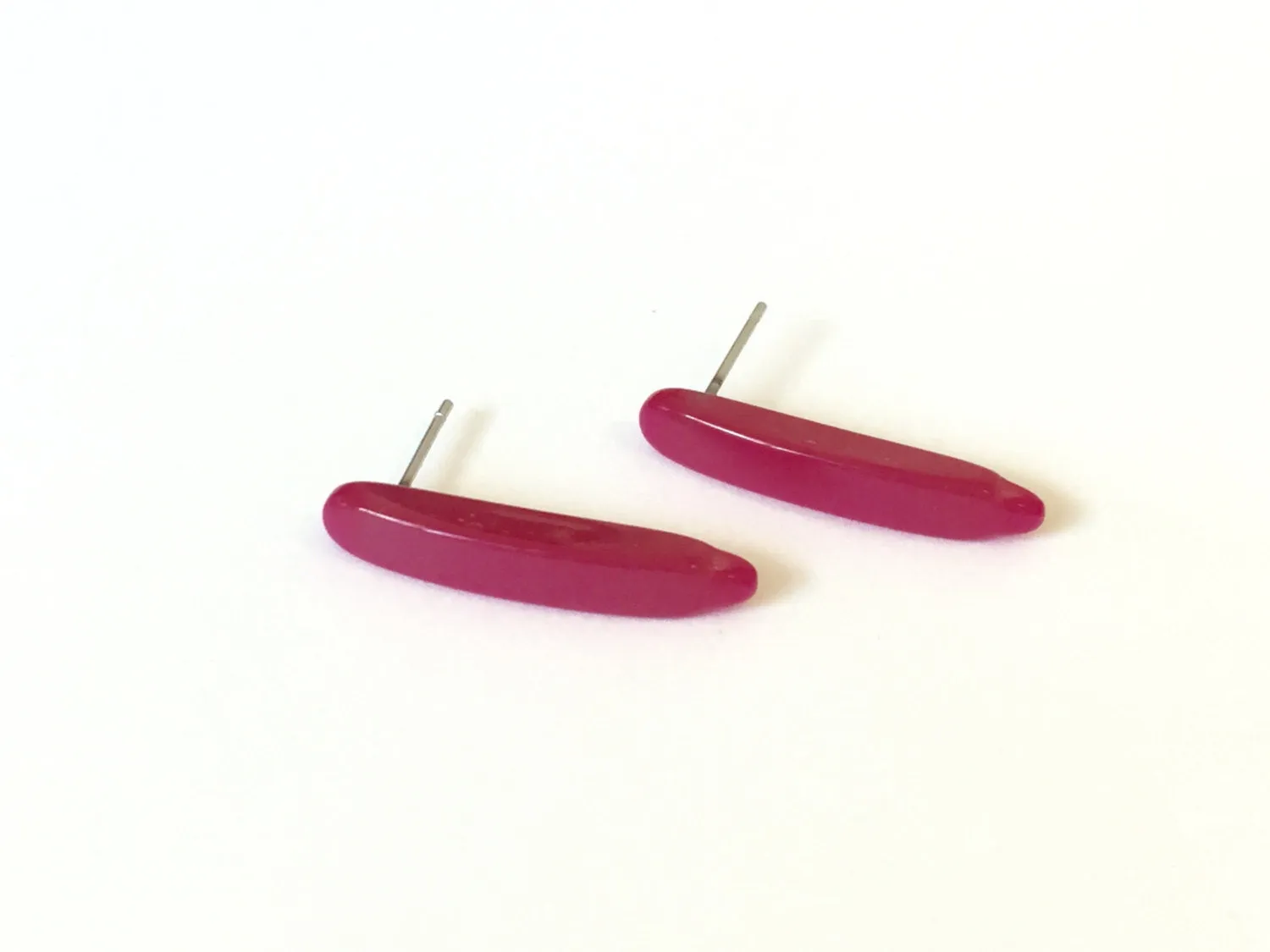Fuchsia Pink Moonglow Dagger Stud Eearrings
