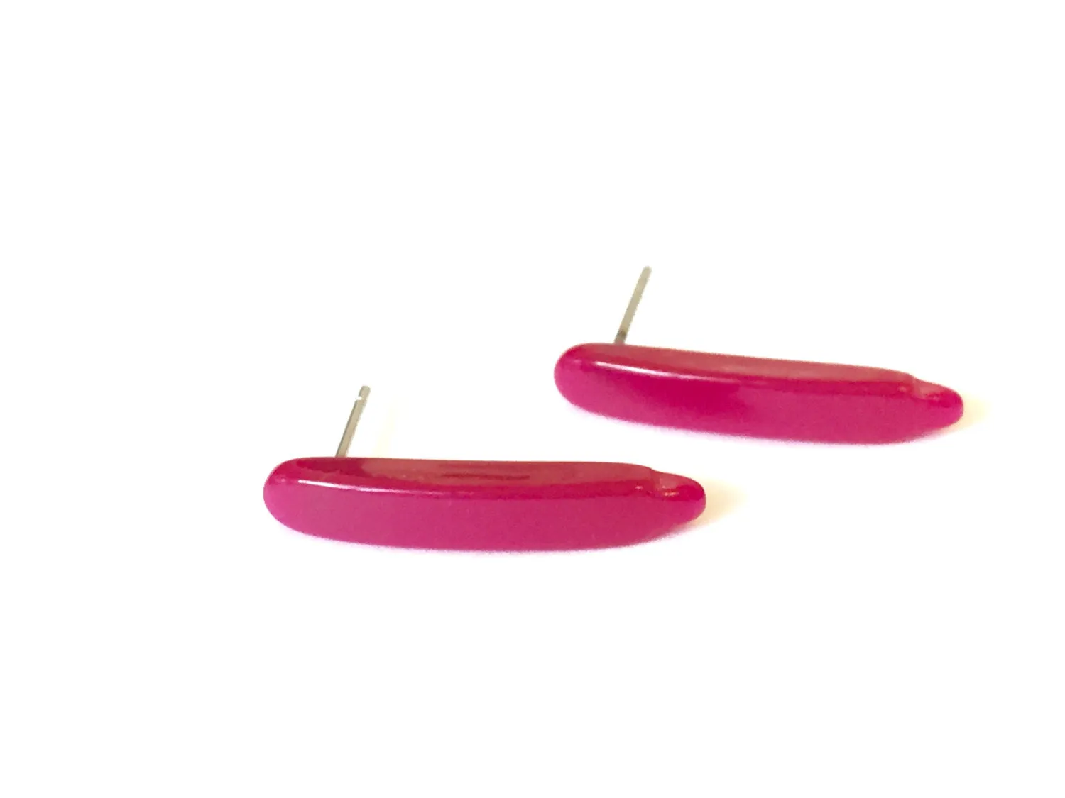 Fuchsia Pink Moonglow Dagger Stud Eearrings