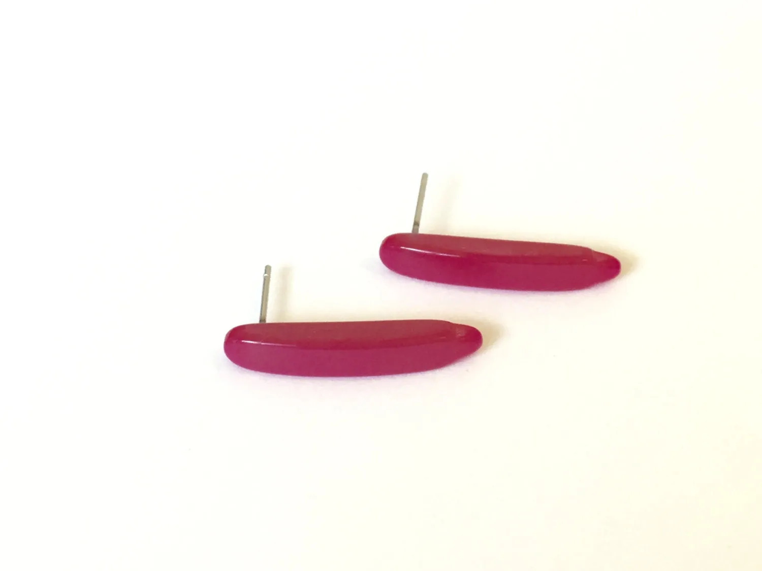 Fuchsia Pink Moonglow Dagger Stud Eearrings