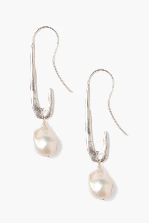 Gala Crescent Pearl Earrings Maxi Silver