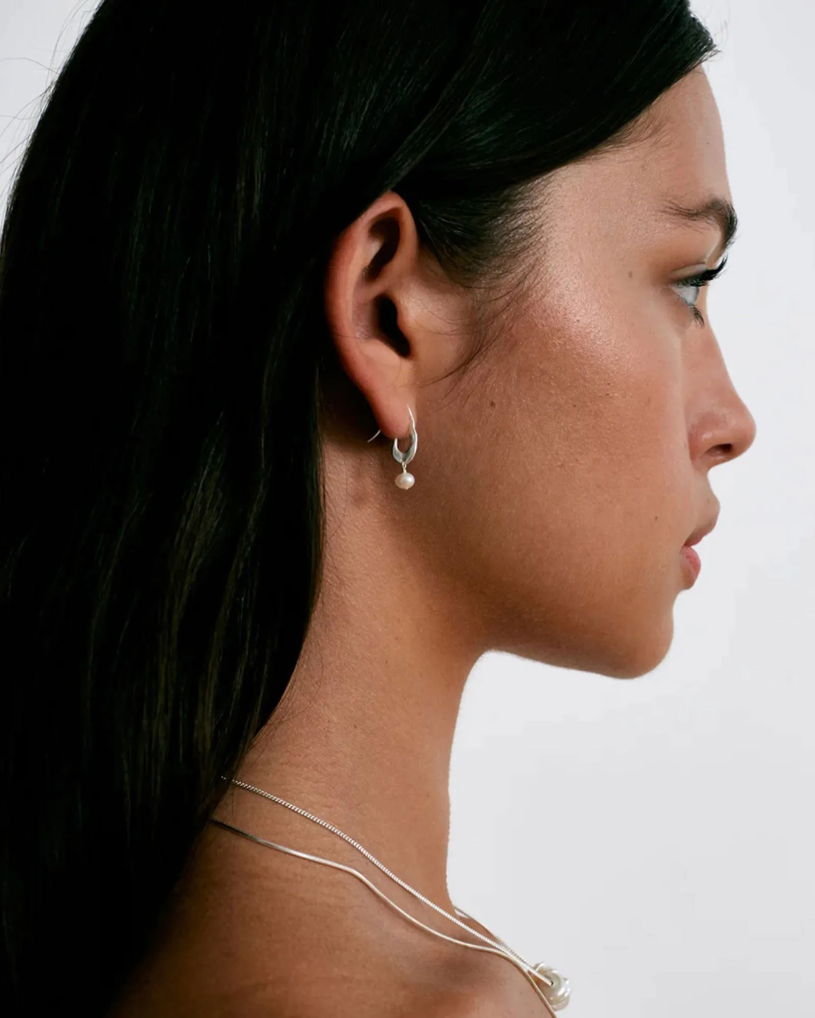 Gala Mini Pearl Crescent Earrings