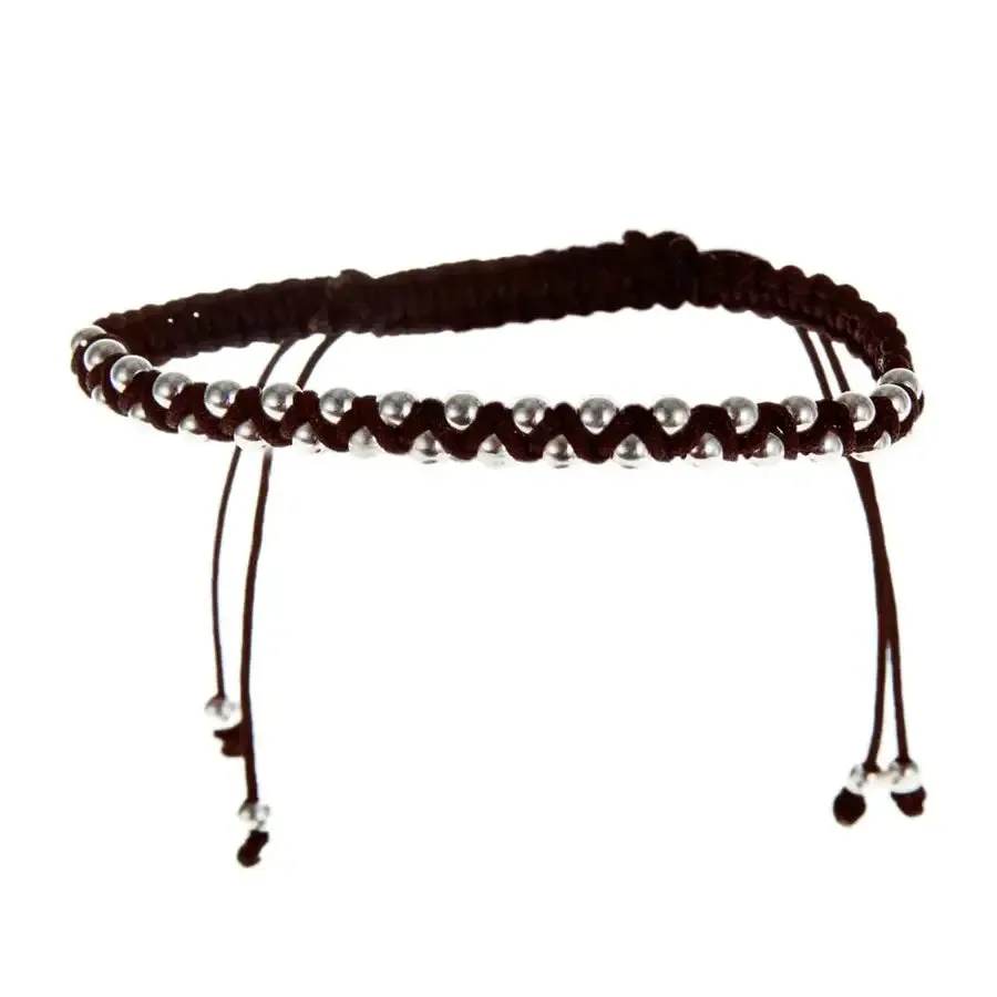 Garita Woven Bracelet with Sterling Silver Beads