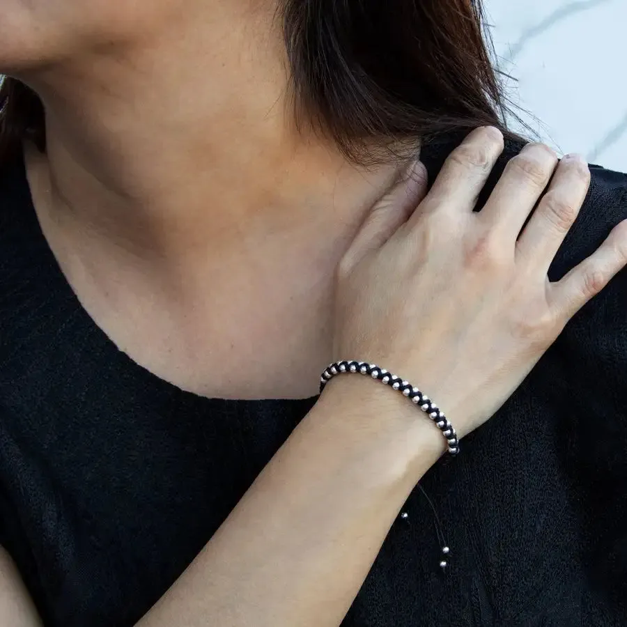 Garita Woven Bracelet with Sterling Silver Beads