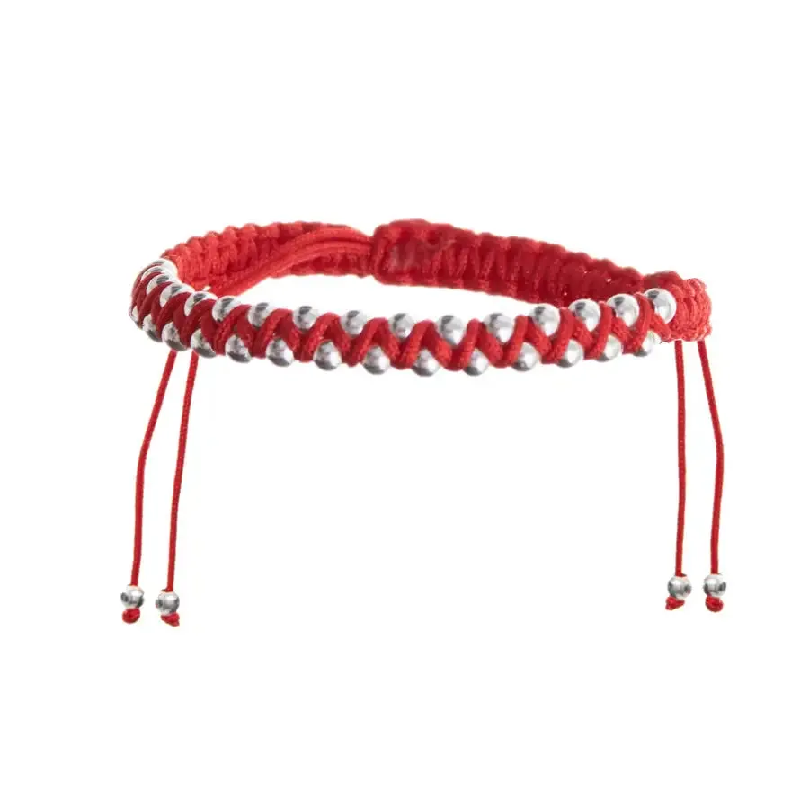 Garita Woven Bracelet with Sterling Silver Beads