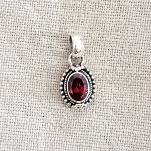 Garnet .925 Sterling Silver Pendant from Bali