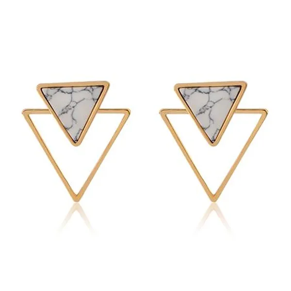 Geometric Marble Jacket Stud Earrings