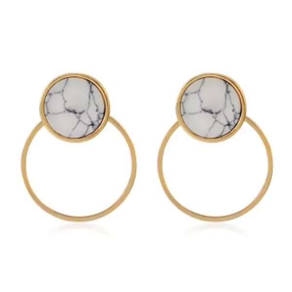 Geometric Marble Jacket Stud Earrings