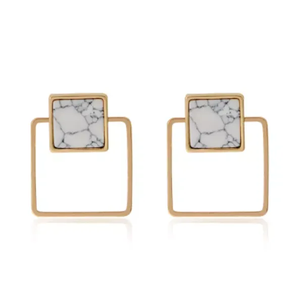 Geometric Marble Jacket Stud Earrings