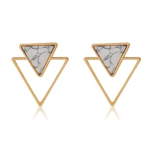 Geometric Marble Jacket Stud Earrings
