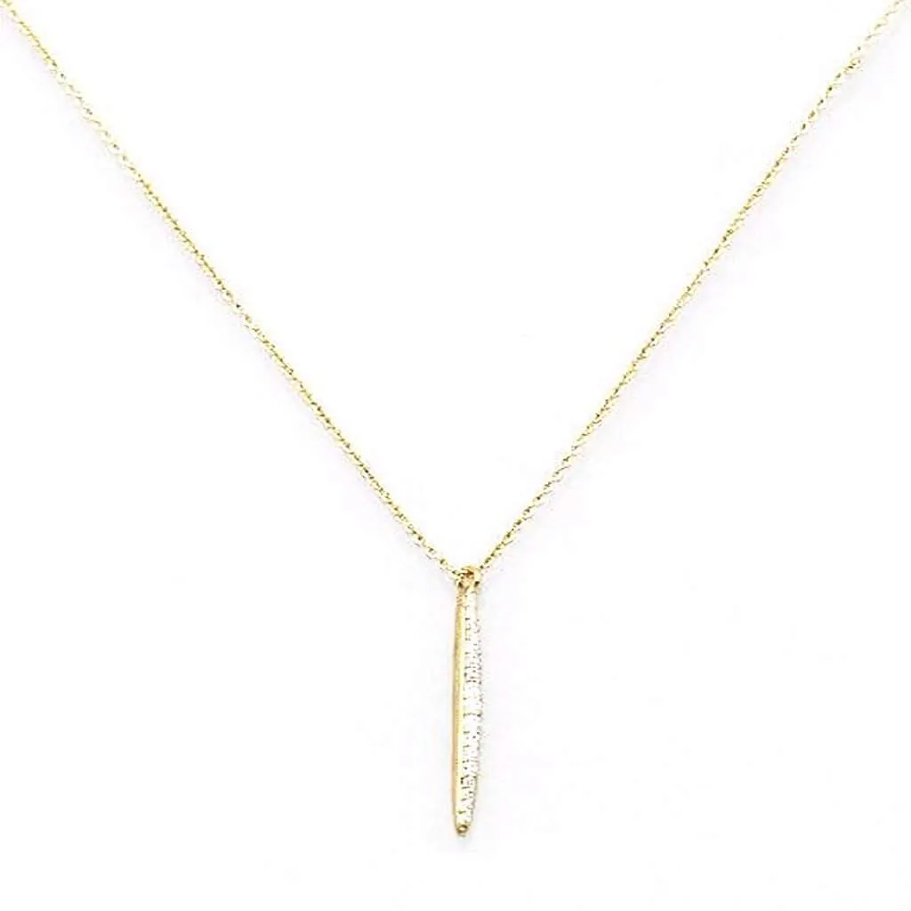 Gold and CZ Bar Necklace