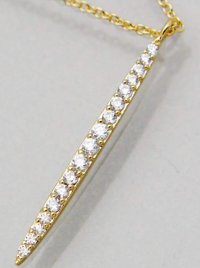 Gold and CZ Bar Necklace