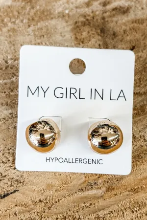 Gold Half Hoop Post Earrings