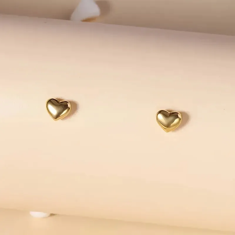 Gold Heart Stud Earrings