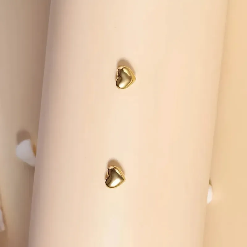 Gold Heart Stud Earrings