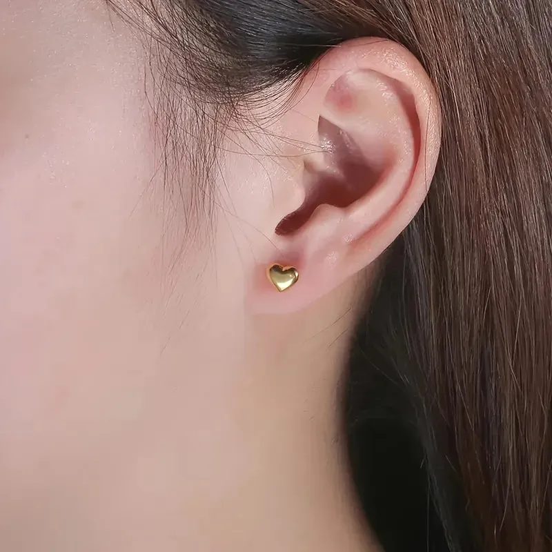 Gold Heart Stud Earrings