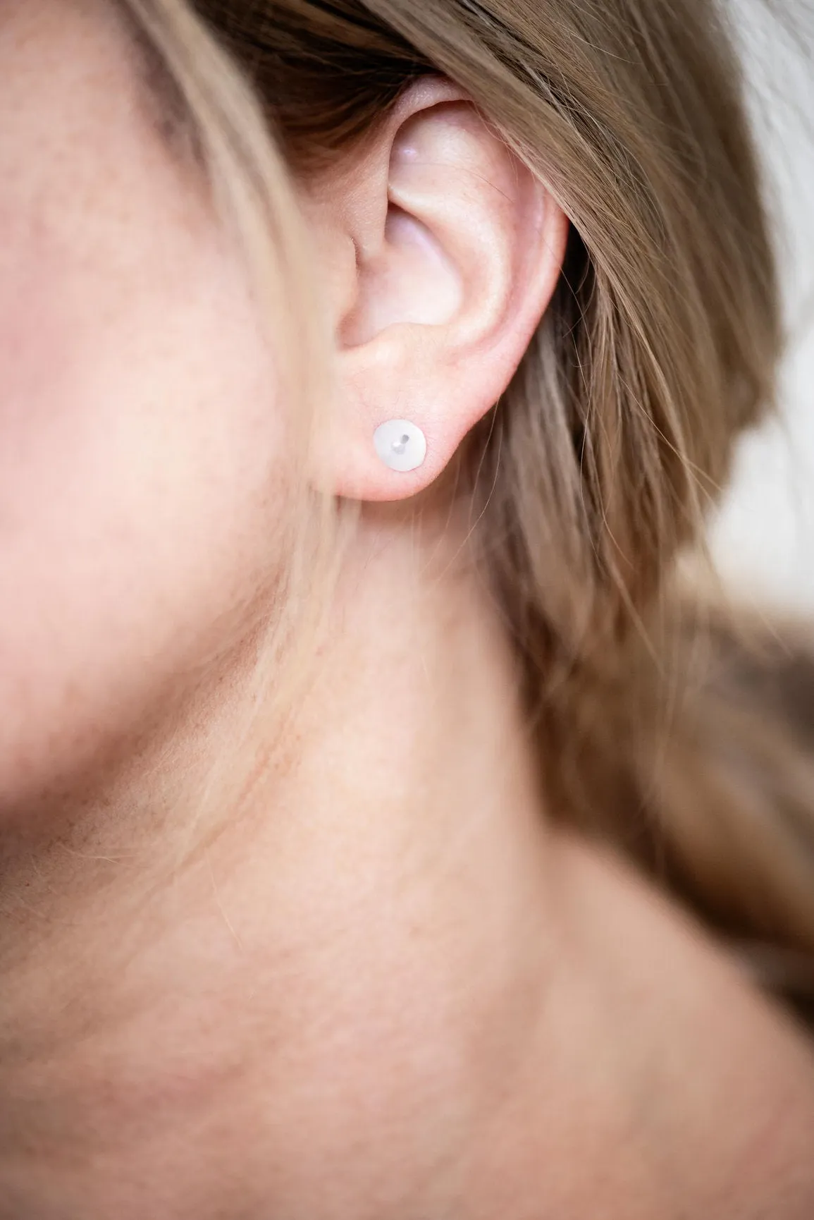 Green Moonglow Minimalist Retro Button Stud Earrings