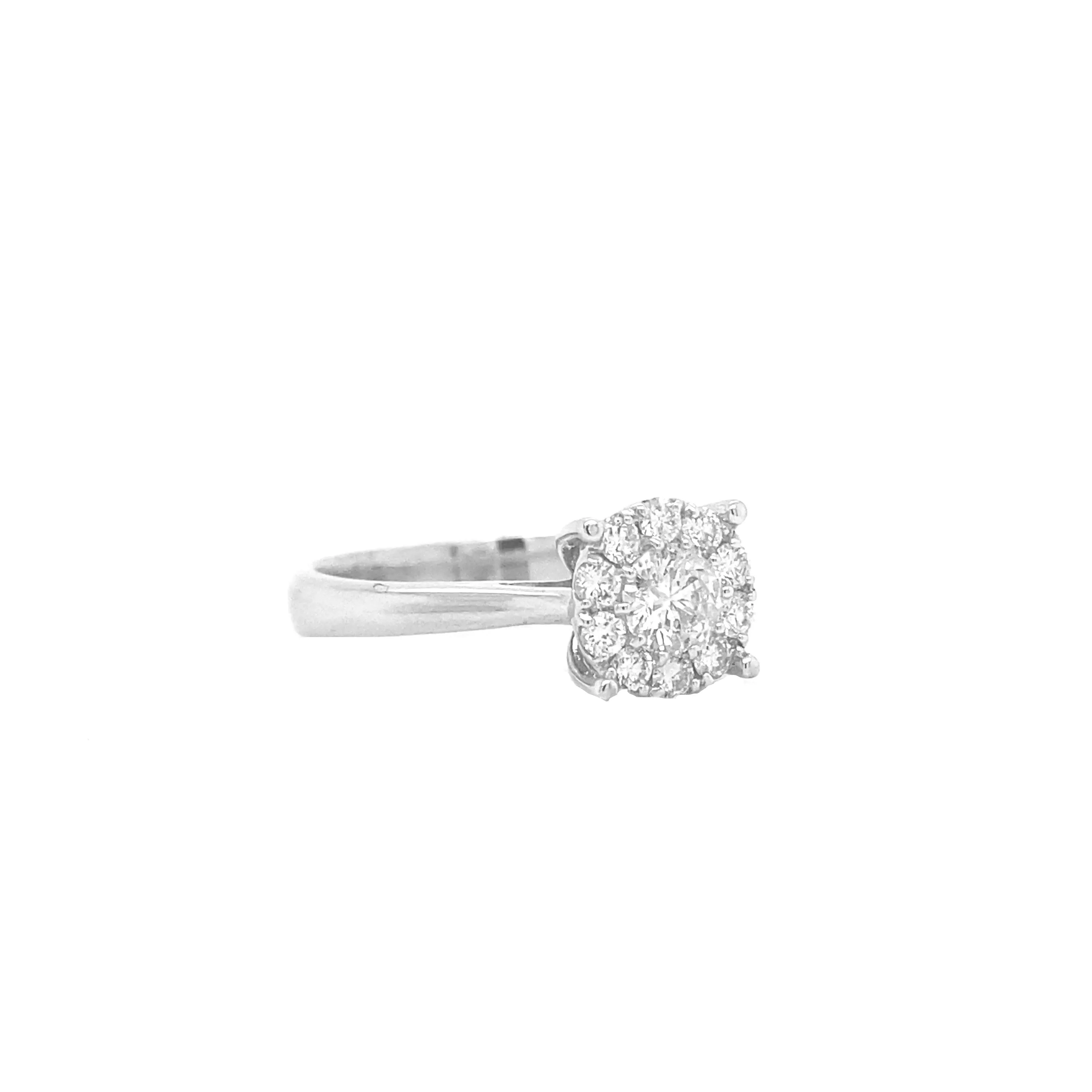 Halo Diamond Ring White Gold R032N
