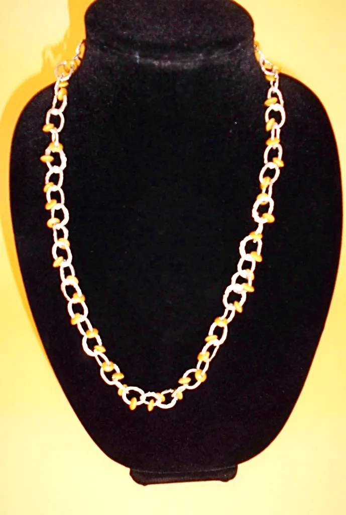 Handmade Altered Aluminum Necklace and Bracelet Set – Unique Design with Wooden Beads