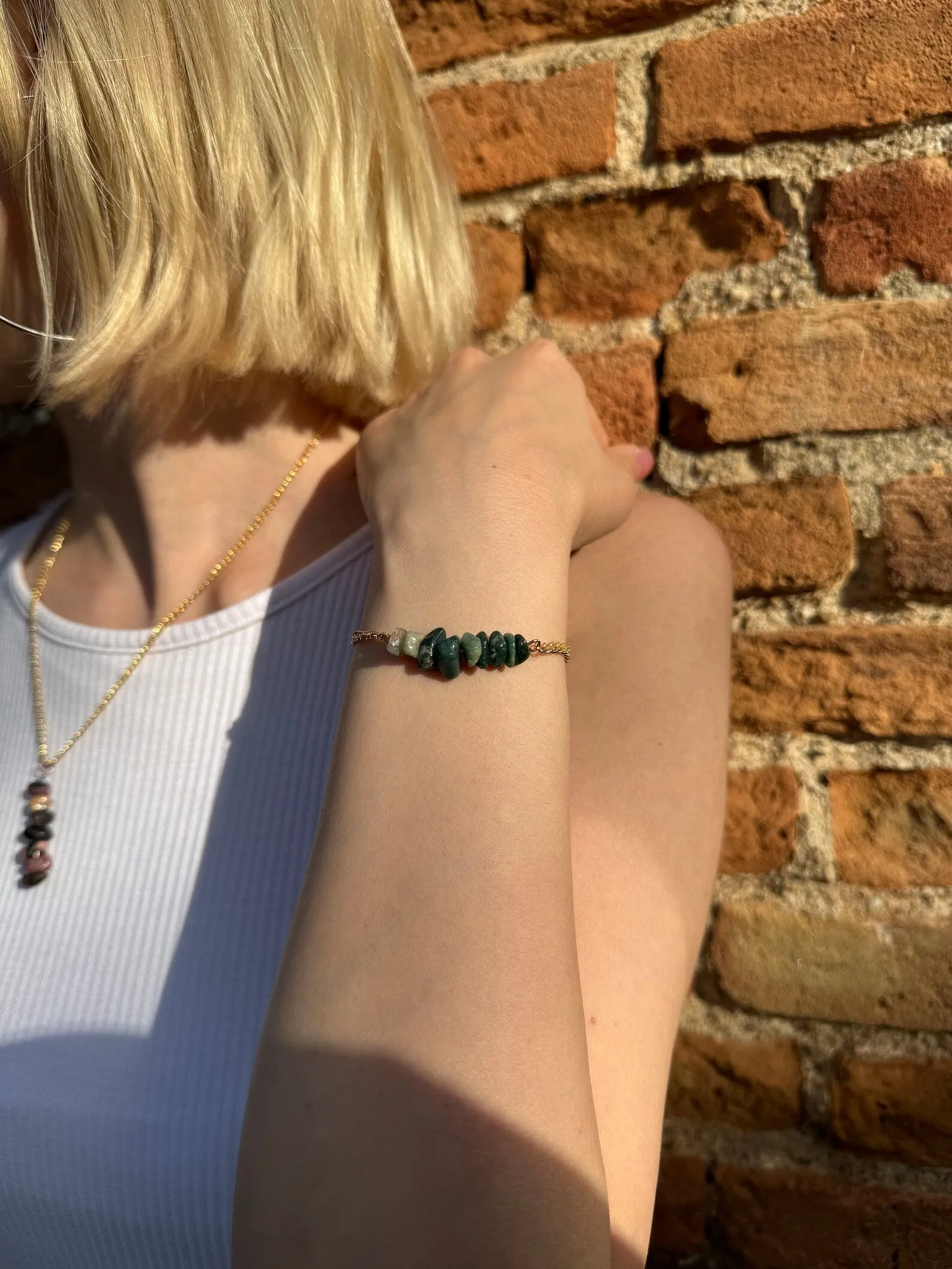 Handmade Moss Agate Bracelet