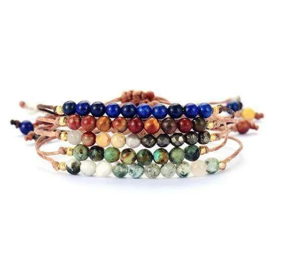 Handmade Natural Tree Agate Stone Adjustable Bracelet