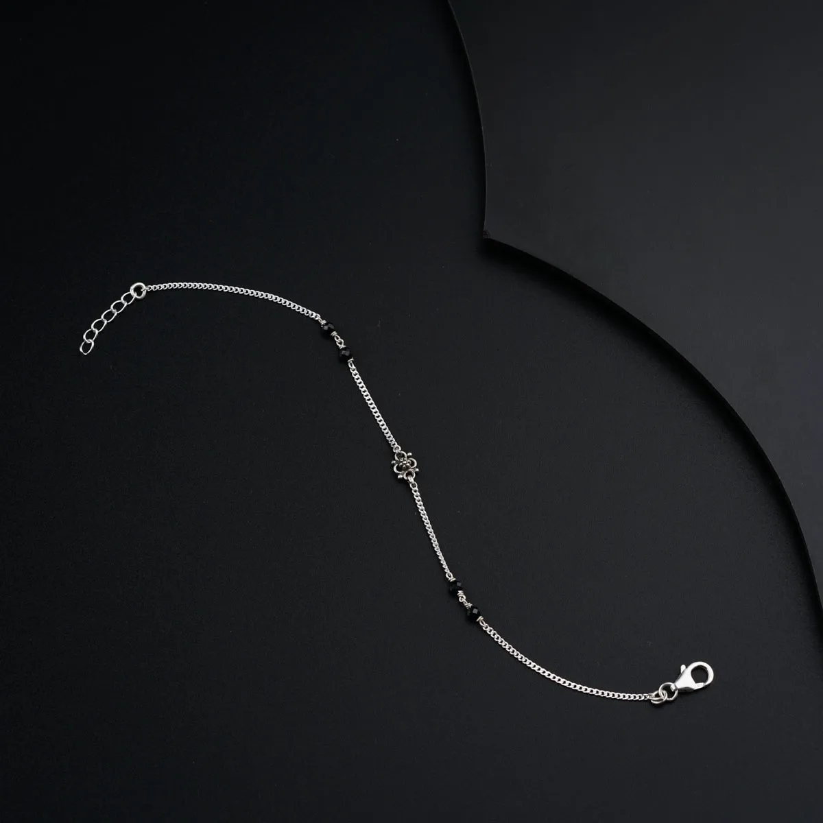 Handmade Silver Mangalsutra Bracelet with Black Spinel