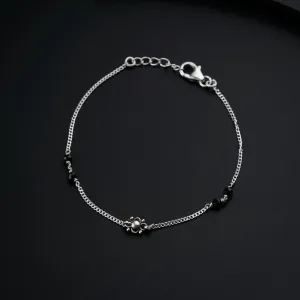 Handmade Silver Mangalsutra Bracelet with Black Spinel