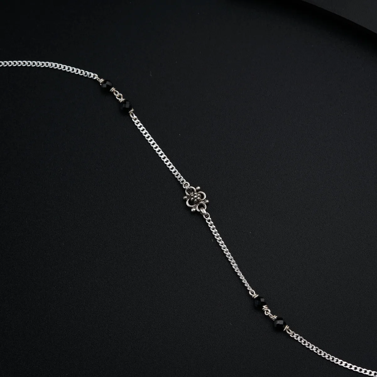Handmade Silver Mangalsutra Bracelet with Black Spinel