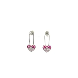 Heart Safety Pin Earrings