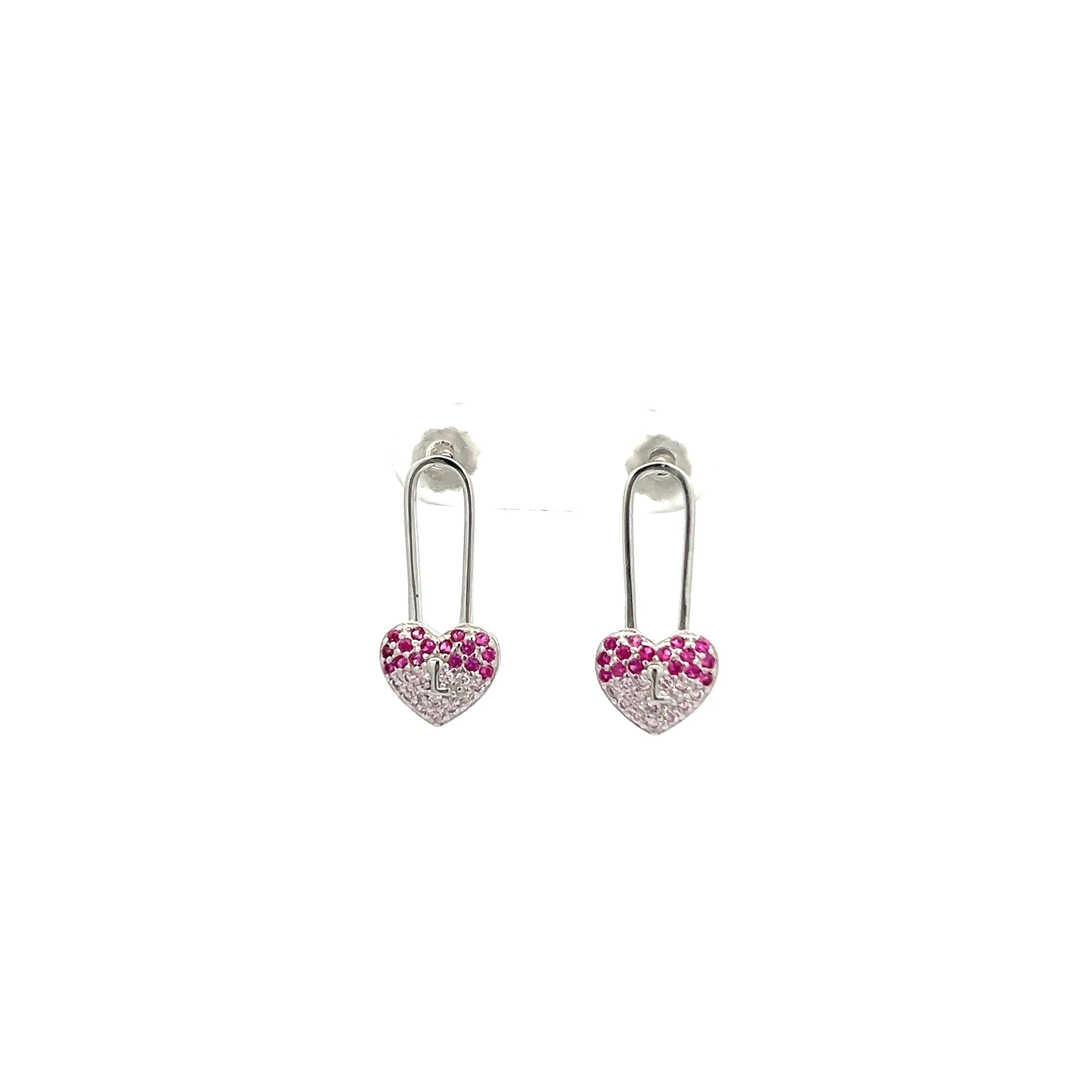 Heart Safety Pin Earrings
