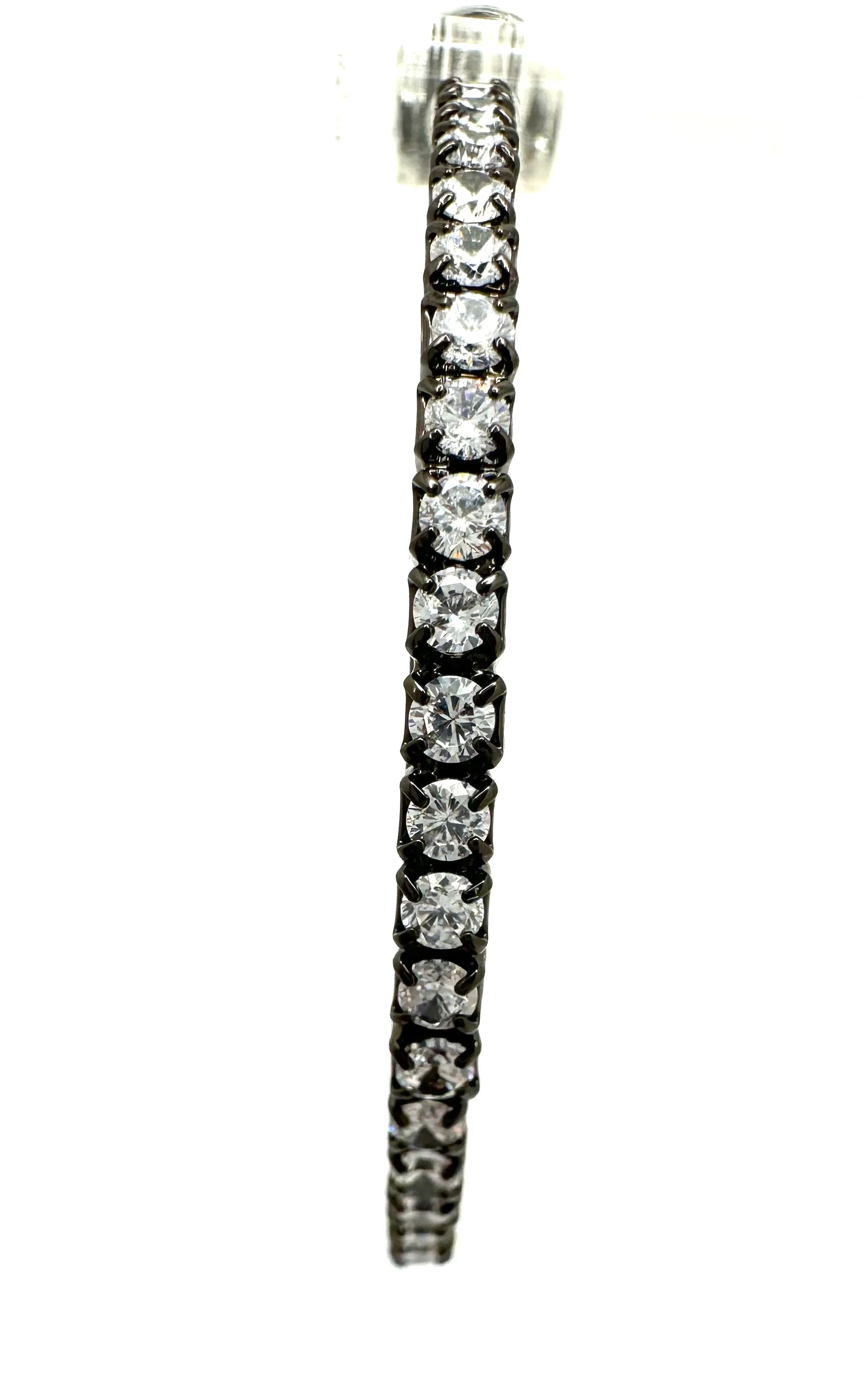 Hematite and CZ Hoop Earrings