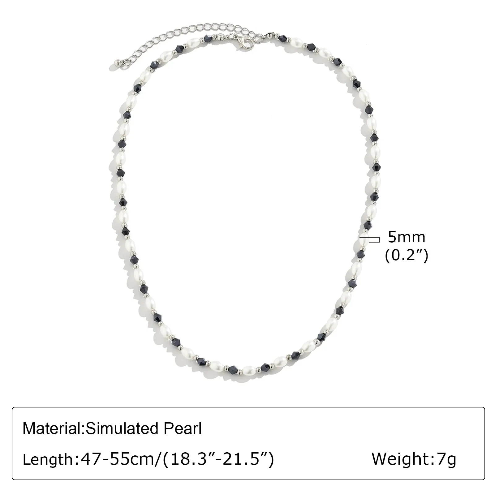 Hiphop Beaded Necklaces for Men Boys,Simple Handmade Simulated Pearl Collar