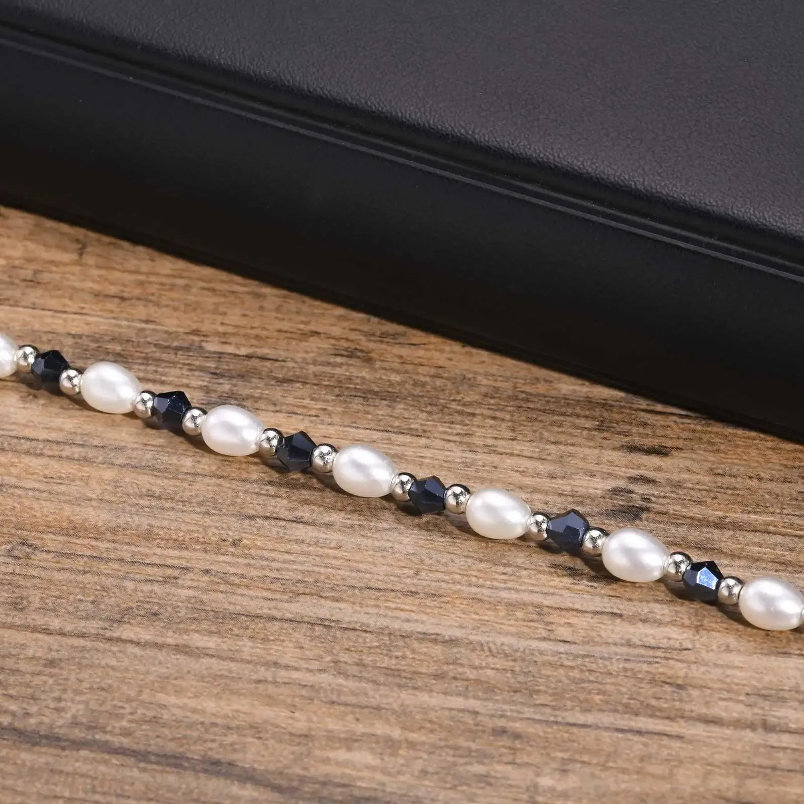 Hiphop Beaded Necklaces for Men Boys,Simple Handmade Simulated Pearl Collar