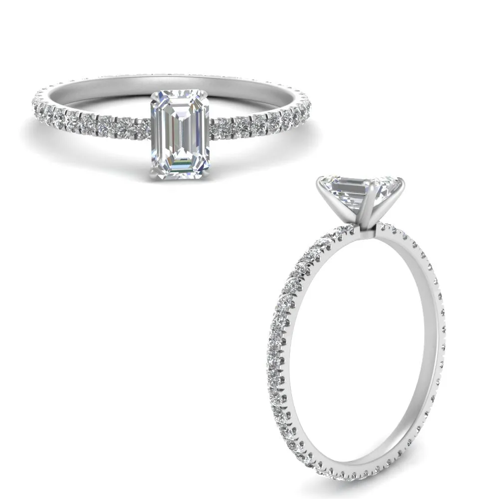 IGI Certified 1/2 - 5 Carat Lab Grown Diamond Pave Eternity Women Engagement Ring 14K Gold