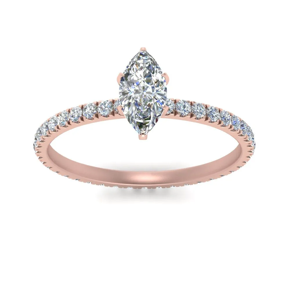 IGI Certified 1/2 - 5 Carat Lab Grown Diamond Pave Eternity Women Engagement Ring 14K Gold
