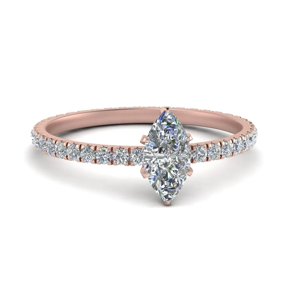 IGI Certified 1/2 - 5 Carat Lab Grown Diamond Pave Eternity Women Engagement Ring 14K Gold