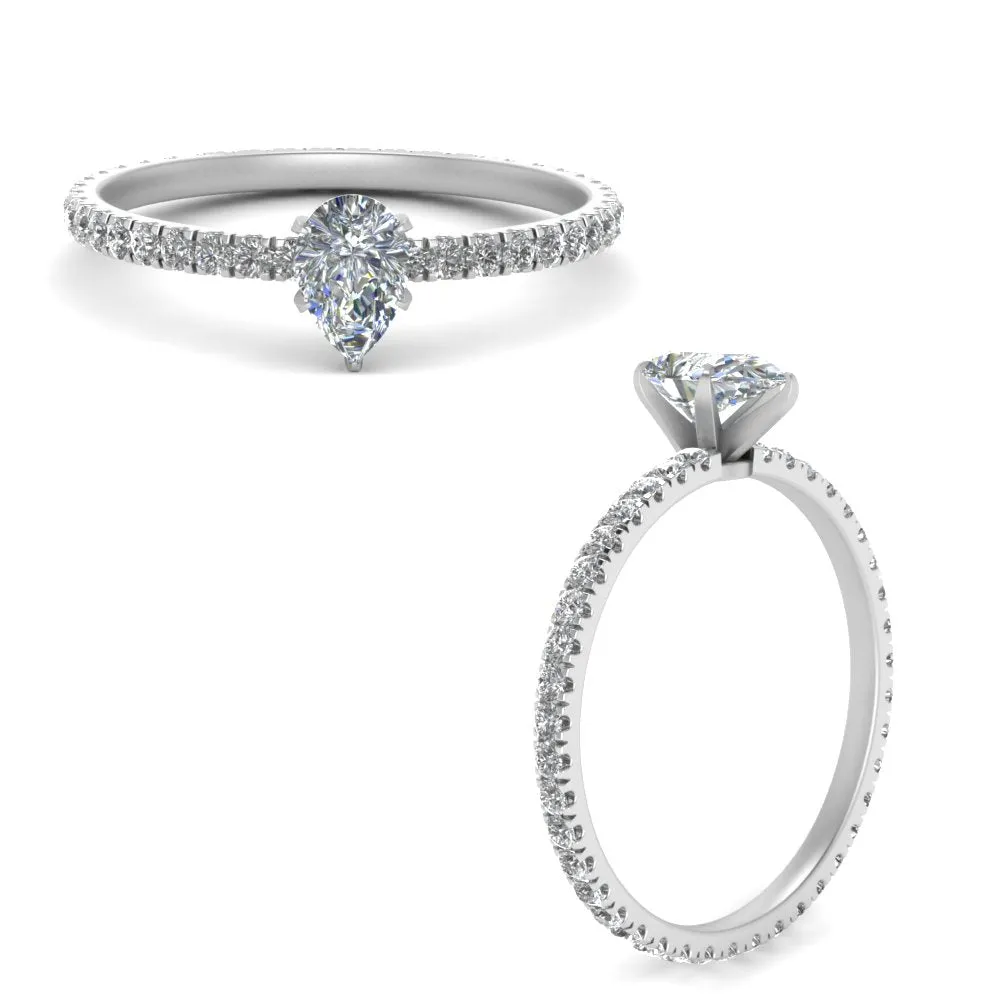 IGI Certified 1/2 - 5 Carat Lab Grown Diamond Pave Eternity Women Engagement Ring 14K Gold