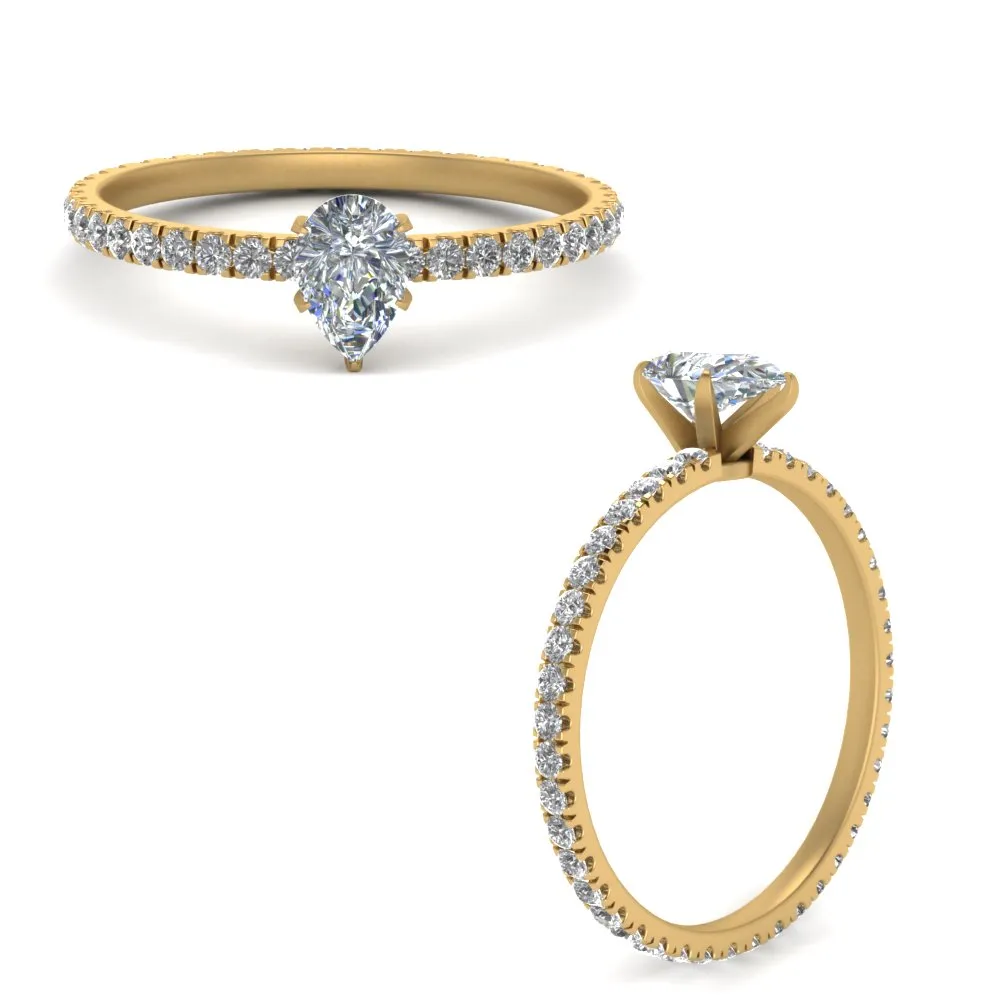 IGI Certified 1/2 - 5 Carat Lab Grown Diamond Pave Eternity Women Engagement Ring 14K Gold