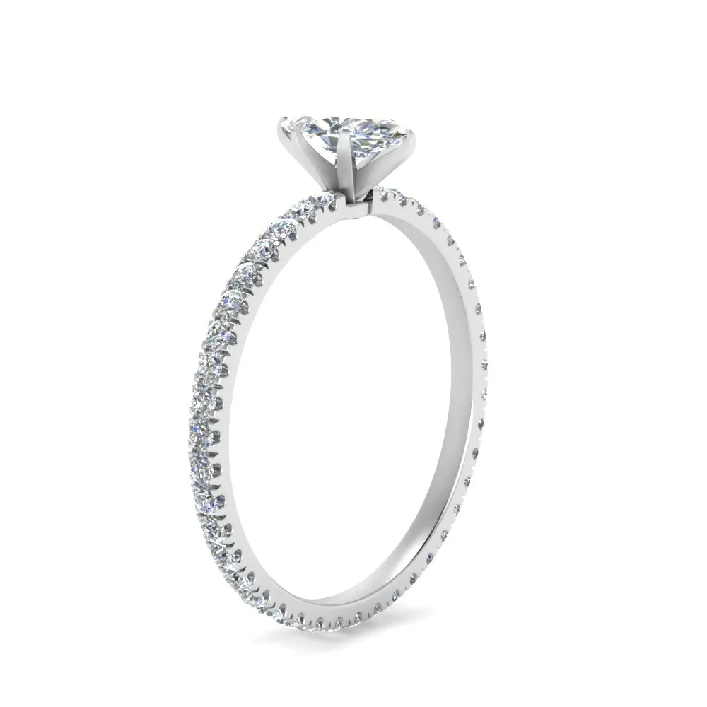 IGI Certified 1/2 - 5 Carat Lab Grown Diamond Pave Eternity Women Engagement Ring 14K Gold