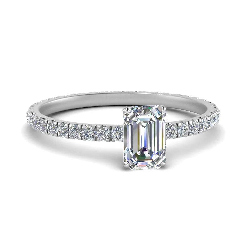 IGI Certified 1/2 - 5 Carat Lab Grown Diamond Pave Eternity Women Engagement Ring 14K Gold