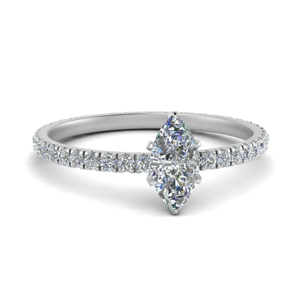IGI Certified 1/2 - 5 Carat Lab Grown Diamond Pave Eternity Women Engagement Ring 14K Gold