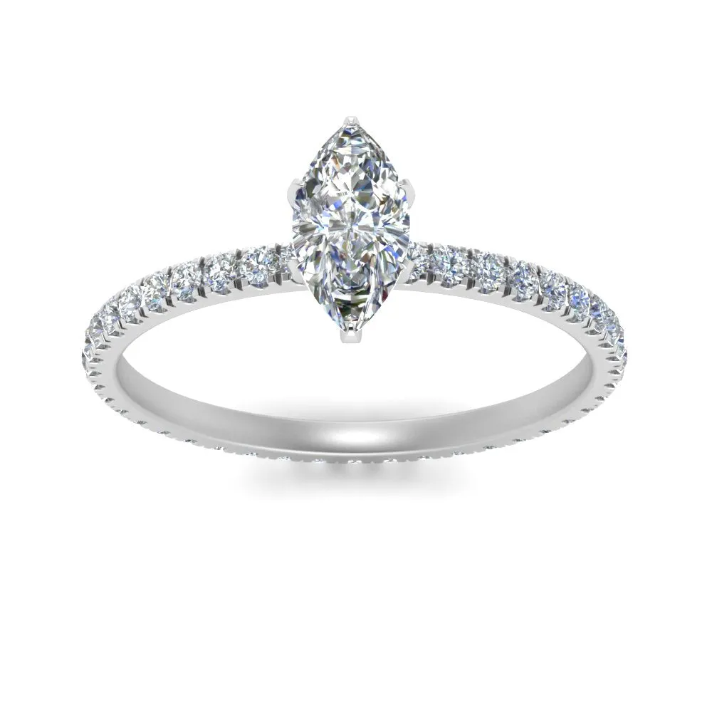 IGI Certified 1/2 - 5 Carat Lab Grown Diamond Pave Eternity Women Engagement Ring 14K Gold