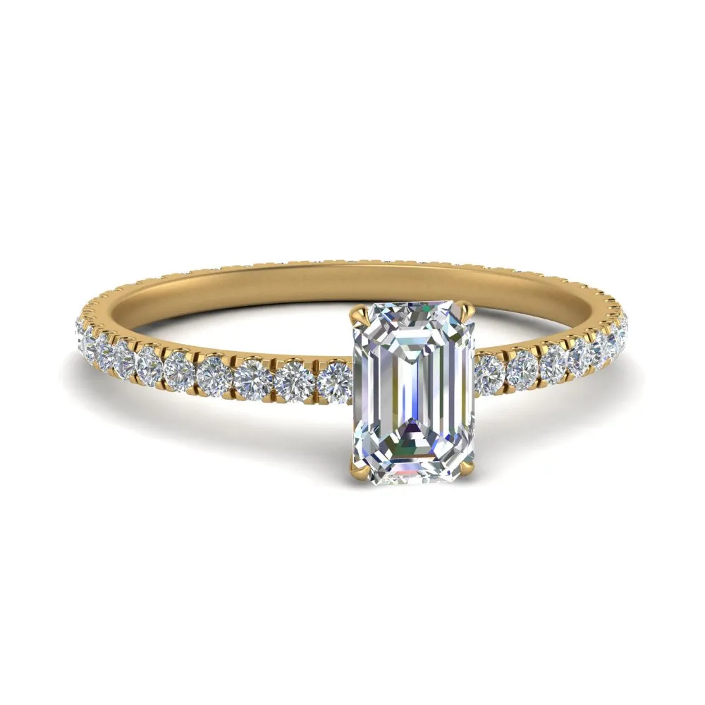 IGI Certified 1/2 - 5 Carat Lab Grown Diamond Pave Eternity Women Engagement Ring 14K Gold