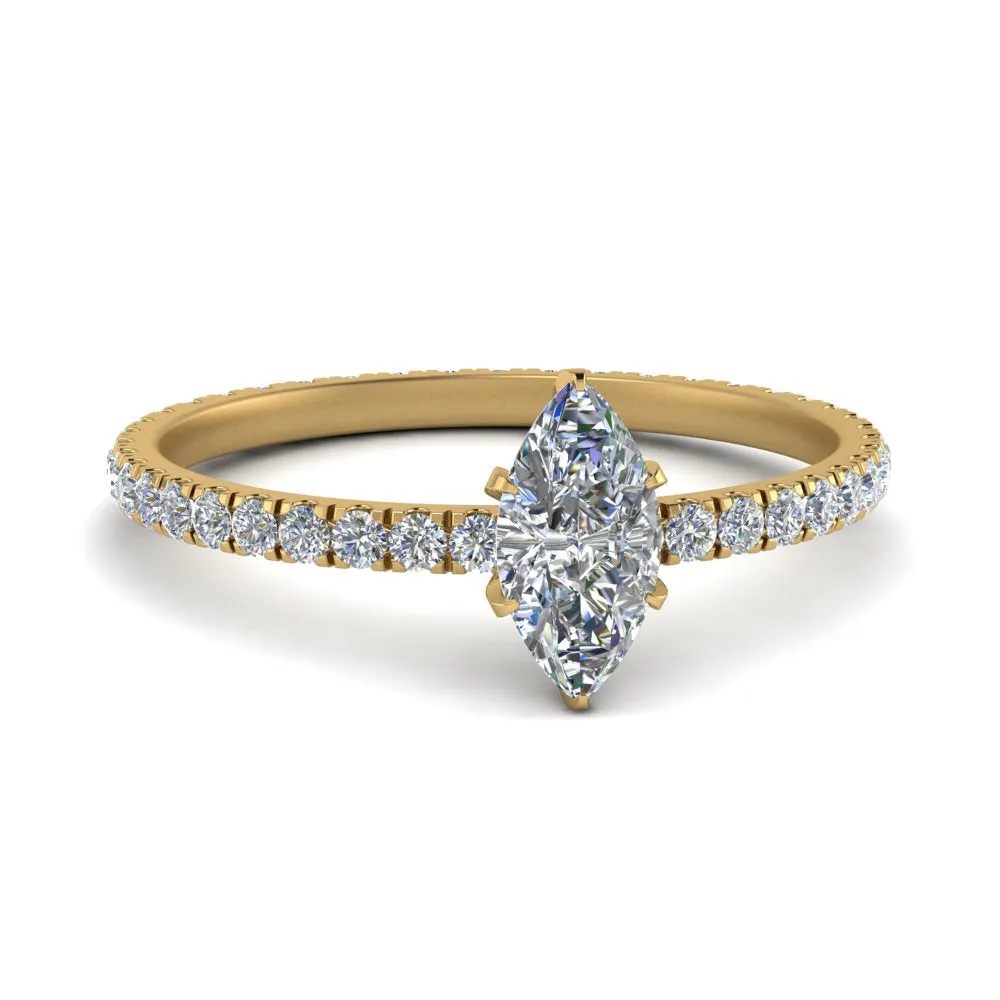 IGI Certified 1/2 - 5 Carat Lab Grown Diamond Pave Eternity Women Engagement Ring 14K Gold