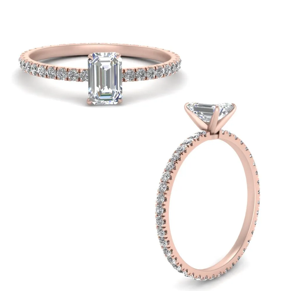 IGI Certified 1/2 - 5 Carat Lab Grown Diamond Pave Eternity Women Engagement Ring 14K Gold
