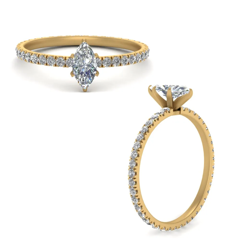 IGI Certified 1/2 - 5 Carat Lab Grown Diamond Pave Eternity Women Engagement Ring 14K Gold