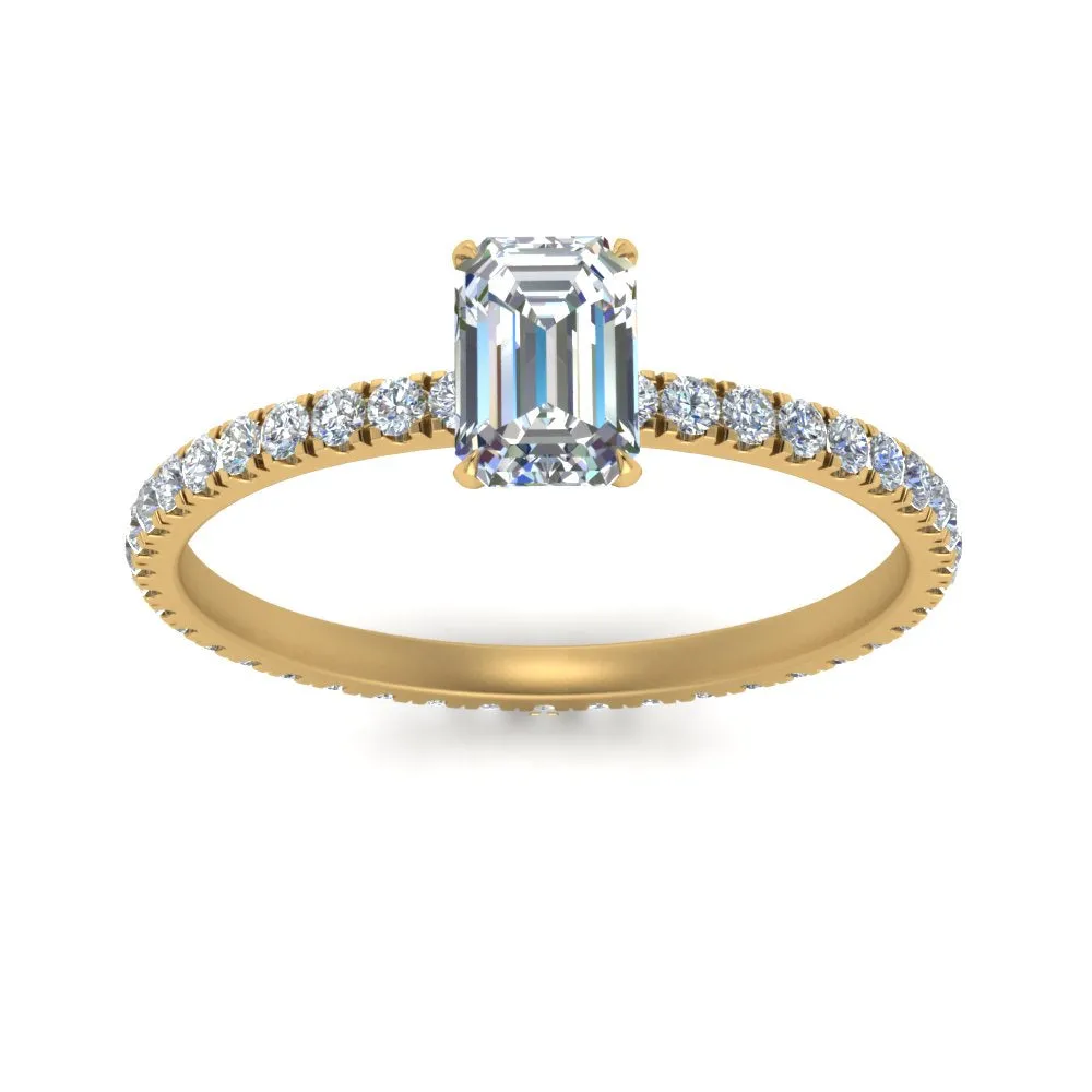 IGI Certified 1/2 - 5 Carat Lab Grown Diamond Pave Eternity Women Engagement Ring 14K Gold