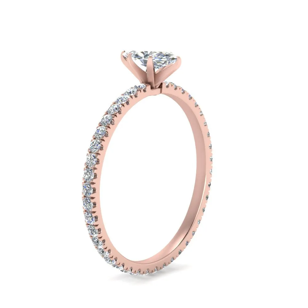 IGI Certified 1/2 - 5 Carat Lab Grown Diamond Pave Eternity Women Engagement Ring 14K Gold