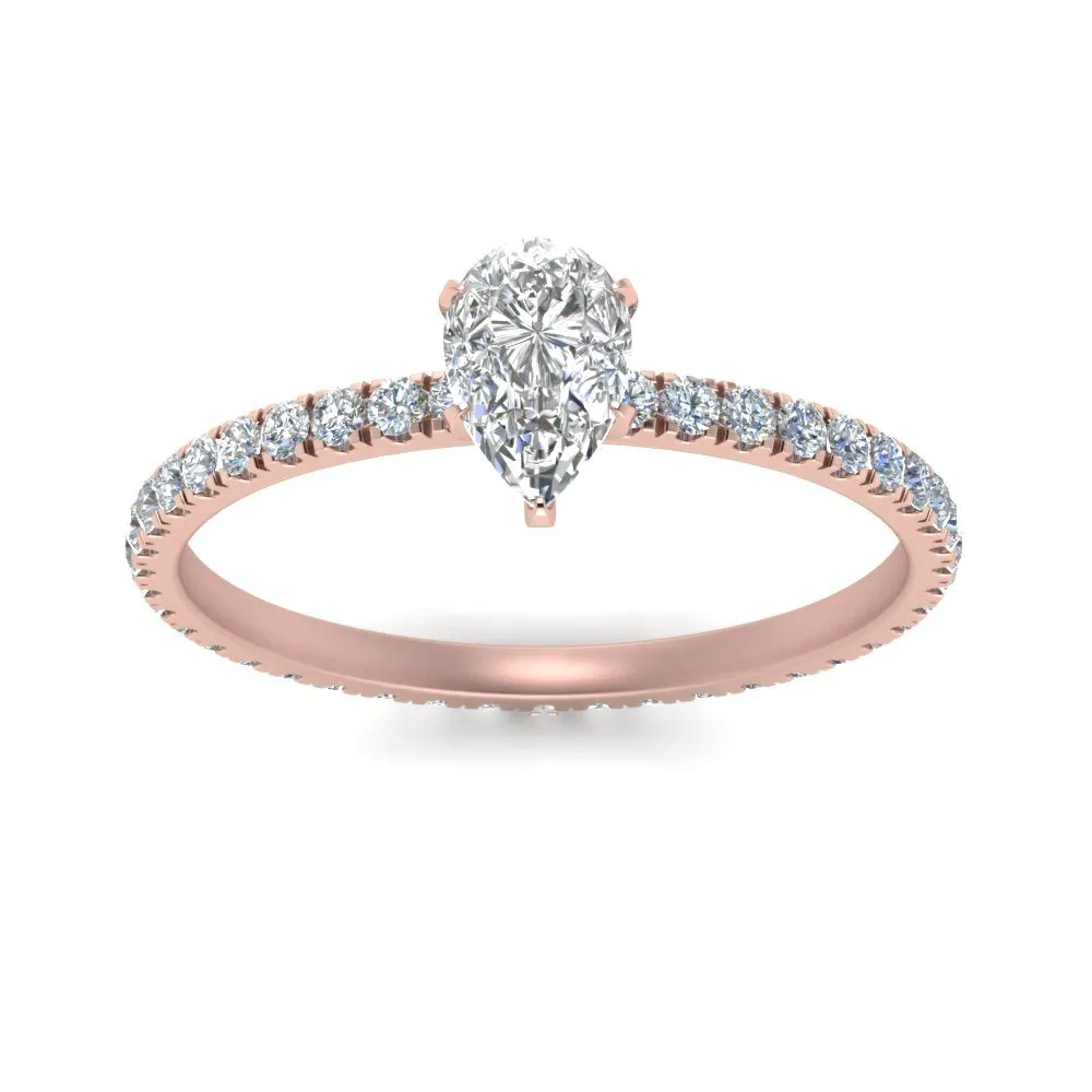 IGI Certified 1/2 - 5 Carat Lab Grown Diamond Pave Eternity Women Engagement Ring 14K Gold